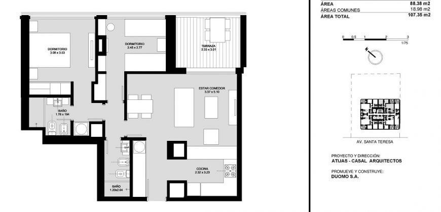 En Venta departamento de 2 dormitorio 88 m2 en Edificio Skytower sobre Avda. Santa Teresa, Asunción -Paraguay