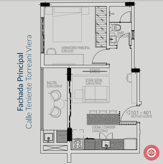 En venta Departamento de  3 dormitorios en Edificio Torreani, Villa Morra