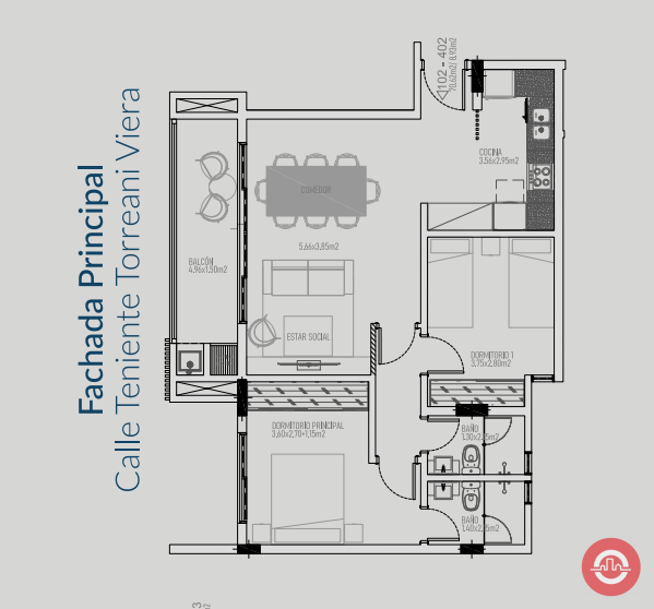 En venta Departamento de  3 dormitorios en Edificio Torreani, Villa Morra